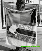 Fendi White Dove Black & White Flannel Sofa Throw Blanket IMG_9477